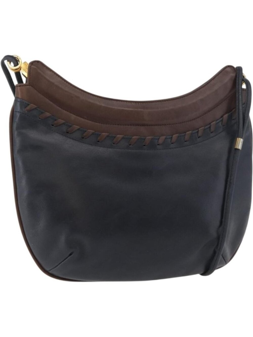 BALLY Shoulder Bag Leather Navy Gold